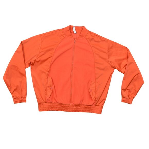 Athleta Orange Zion Basic Jacket M Neon Athletic Jacket Fleece Verbier - Picture 1 of 8